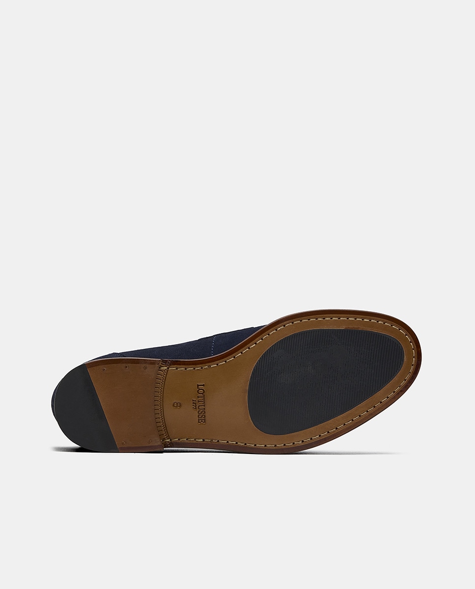 Mocassins Daytona com Travessão e em Camurça Azul-marinho-5