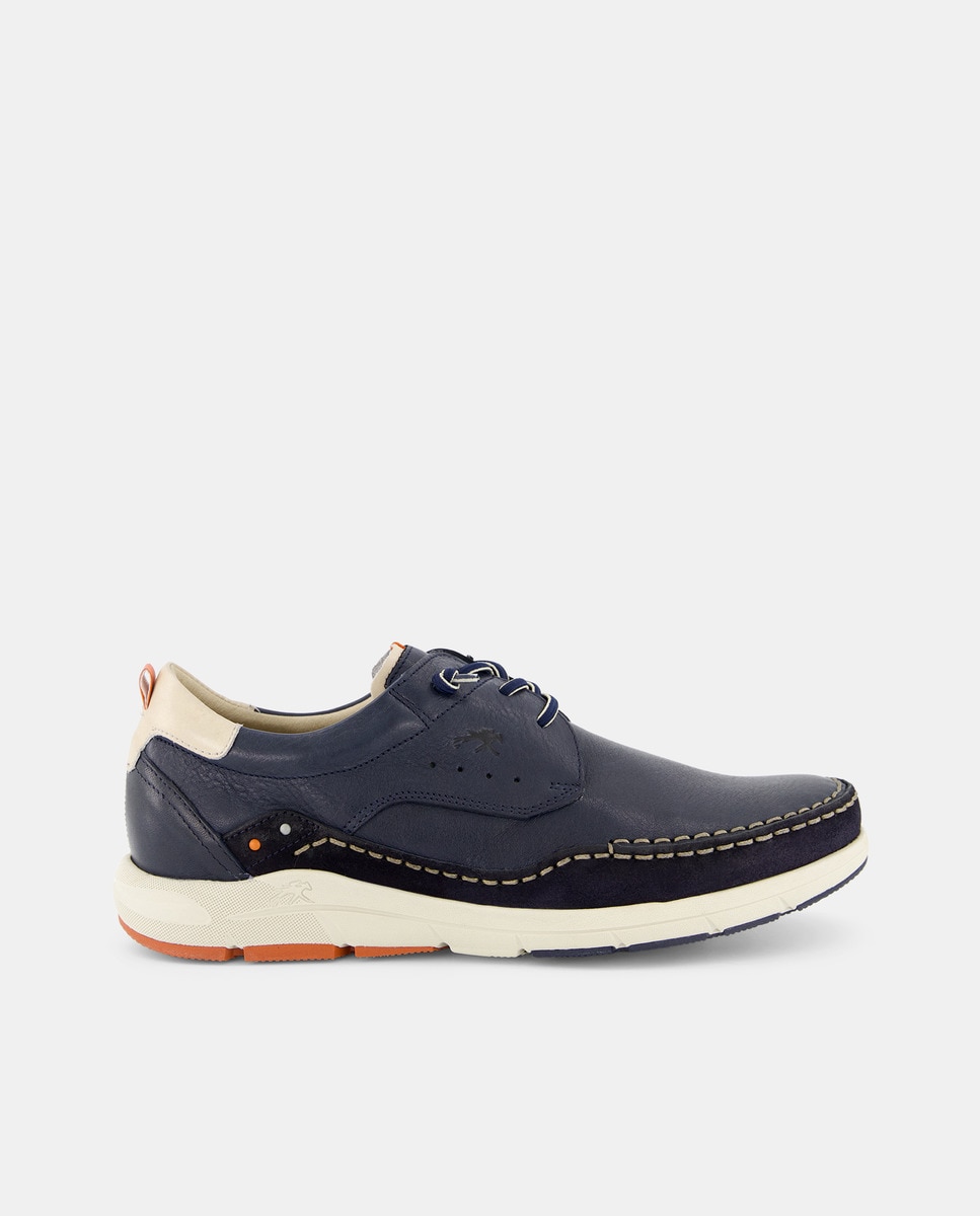 Sapatos de Atacadores com Atacadores Elásticos e em Pele Azul-marinho-1