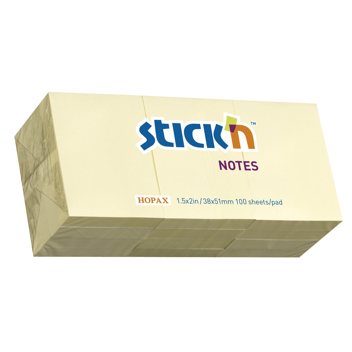 Pack de 3 tacos de notas adhesivas 38x51mm Stick´n color amarillo. Amarillo-1