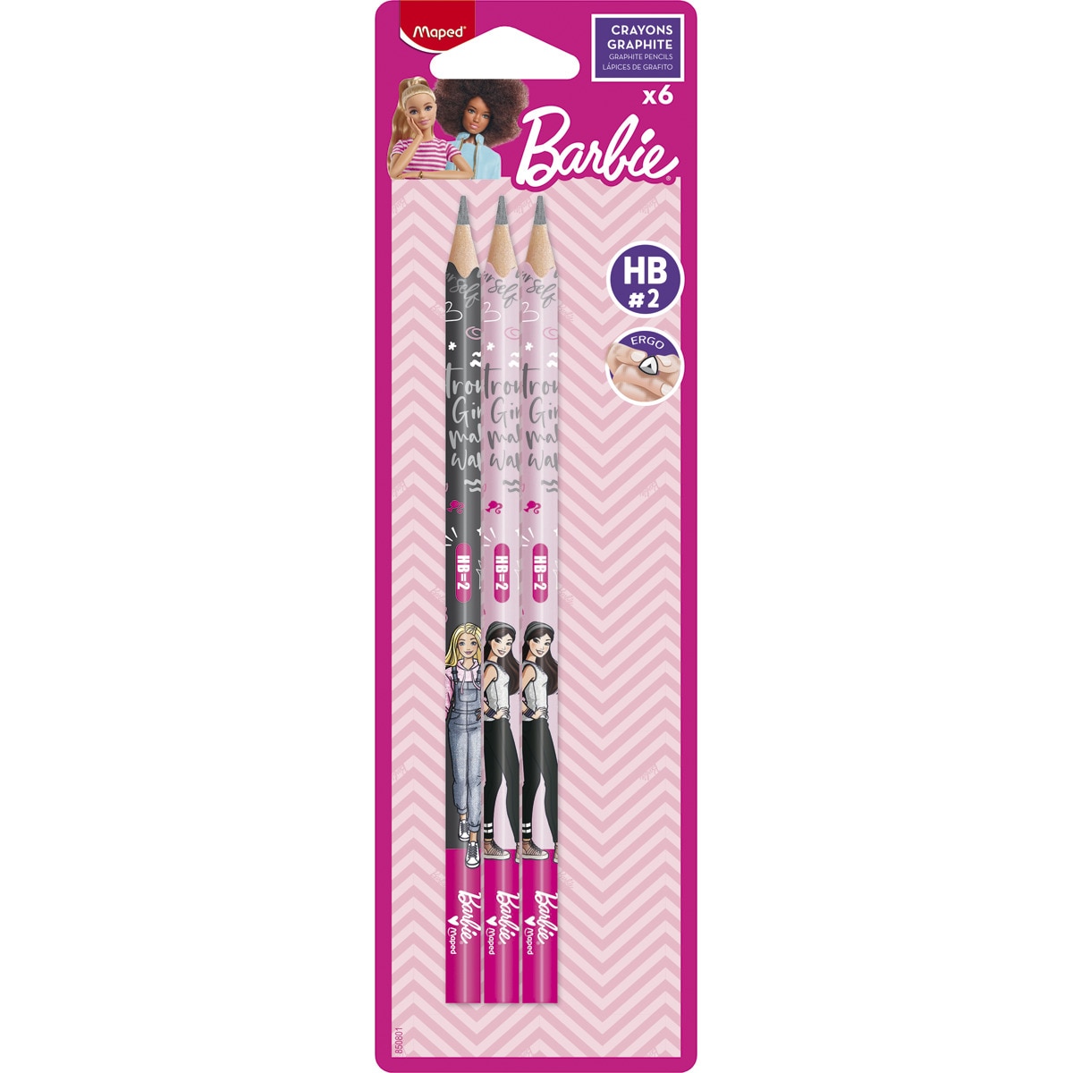 Imagen 0 de Lápices grafito BARBIE HB blister x6 MAPED