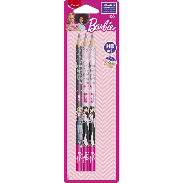 Imagen 0 de Lápices grafito BARBIE HB blister x6 MAPED