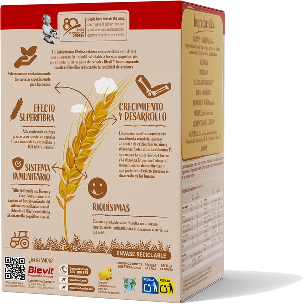 Superfibra 8-Korn-Instant-Brei mit Kakao 0% Zuckerzusatz Box 500 g ab 12 Monaten