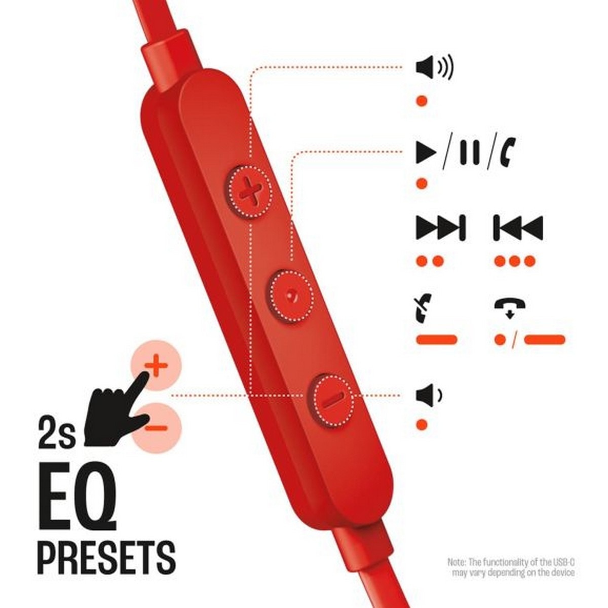 Auriculares USB-C JBL Tune 305C - Vermelho Vermelho-2