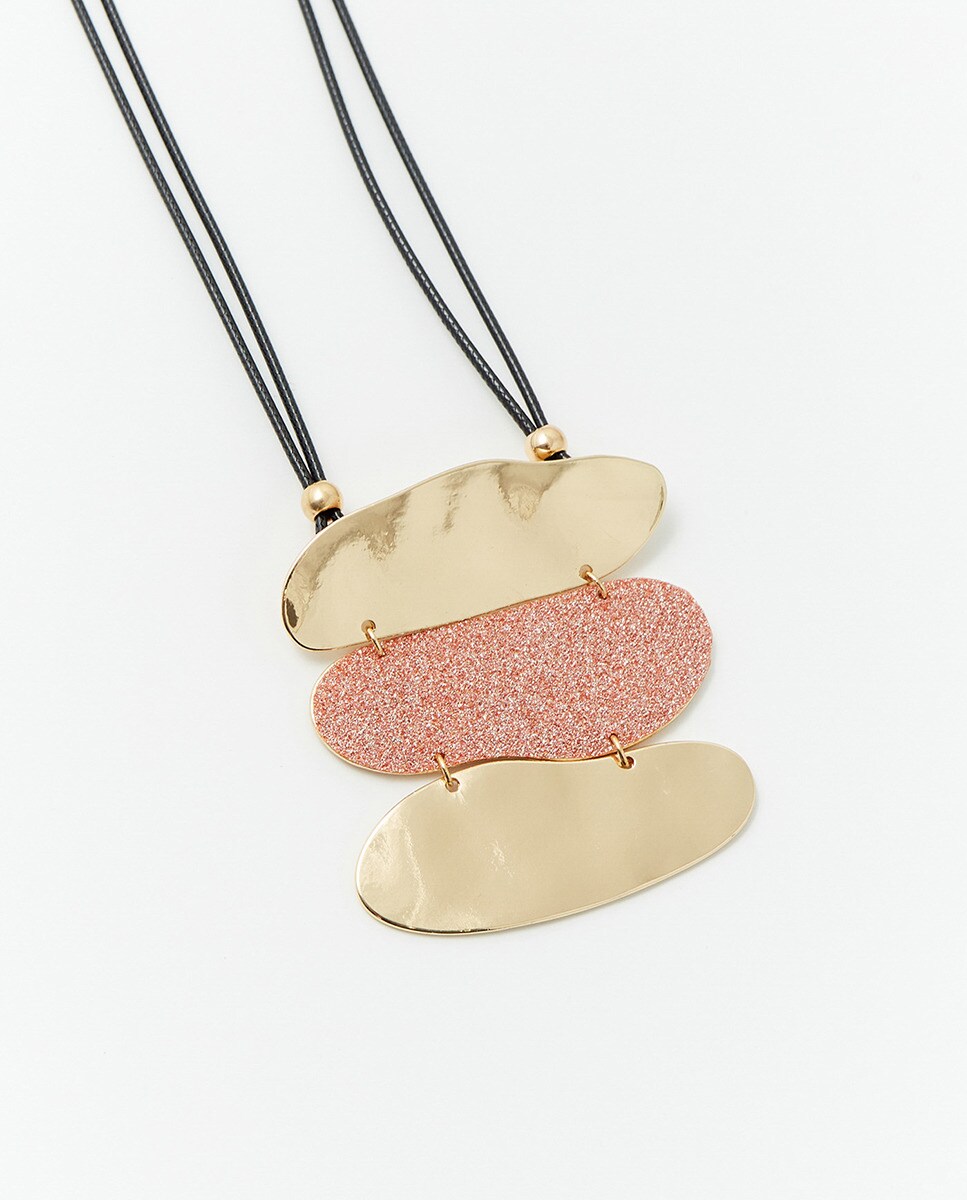 Colar Triplo de Purpurina Rosa-2