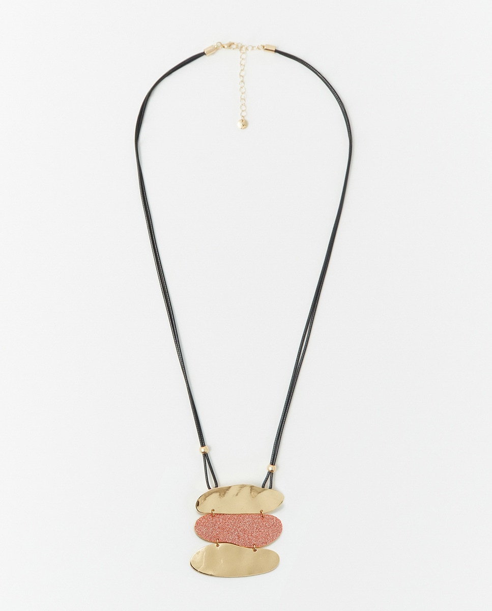 Colar Triplo de Purpurina Rosa-1