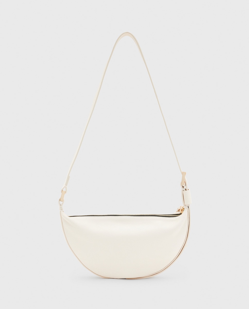 Mala a Tiracolo Modelo Half Moon em Pele Branco-7