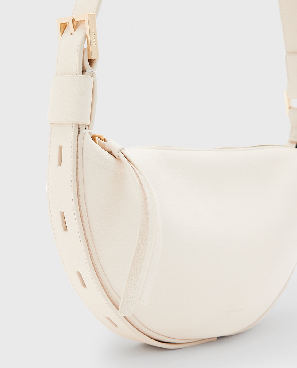 Mala a Tiracolo Modelo Half Moon em Pele Branco-5