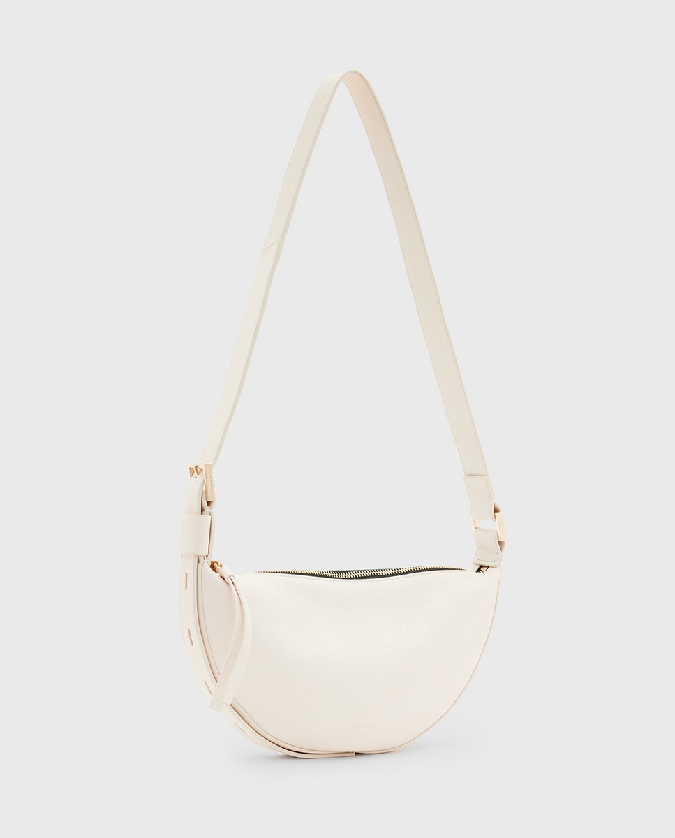 Mala a Tiracolo Modelo Half Moon em Pele Branco-4