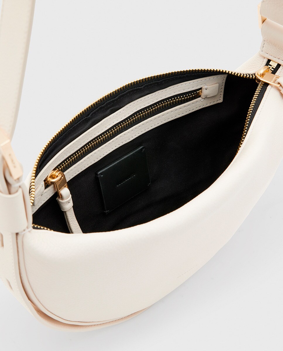 Mala a Tiracolo Modelo Half Moon em Pele Branco-3