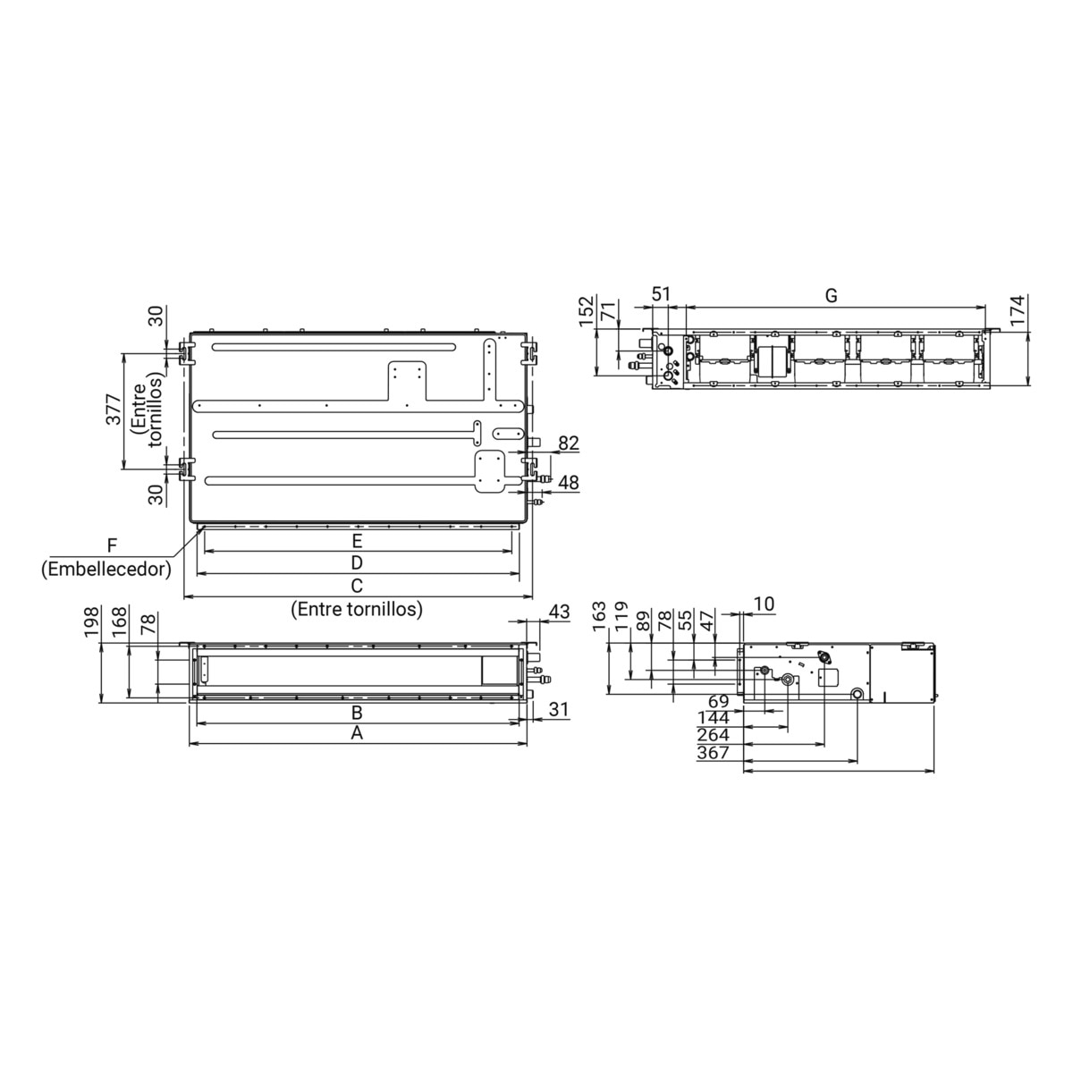 Aire acondicionado conducto Fujitsu con 4.472 frig/h y 5.160 kcal/h - ACY50K-KA Blanco-2