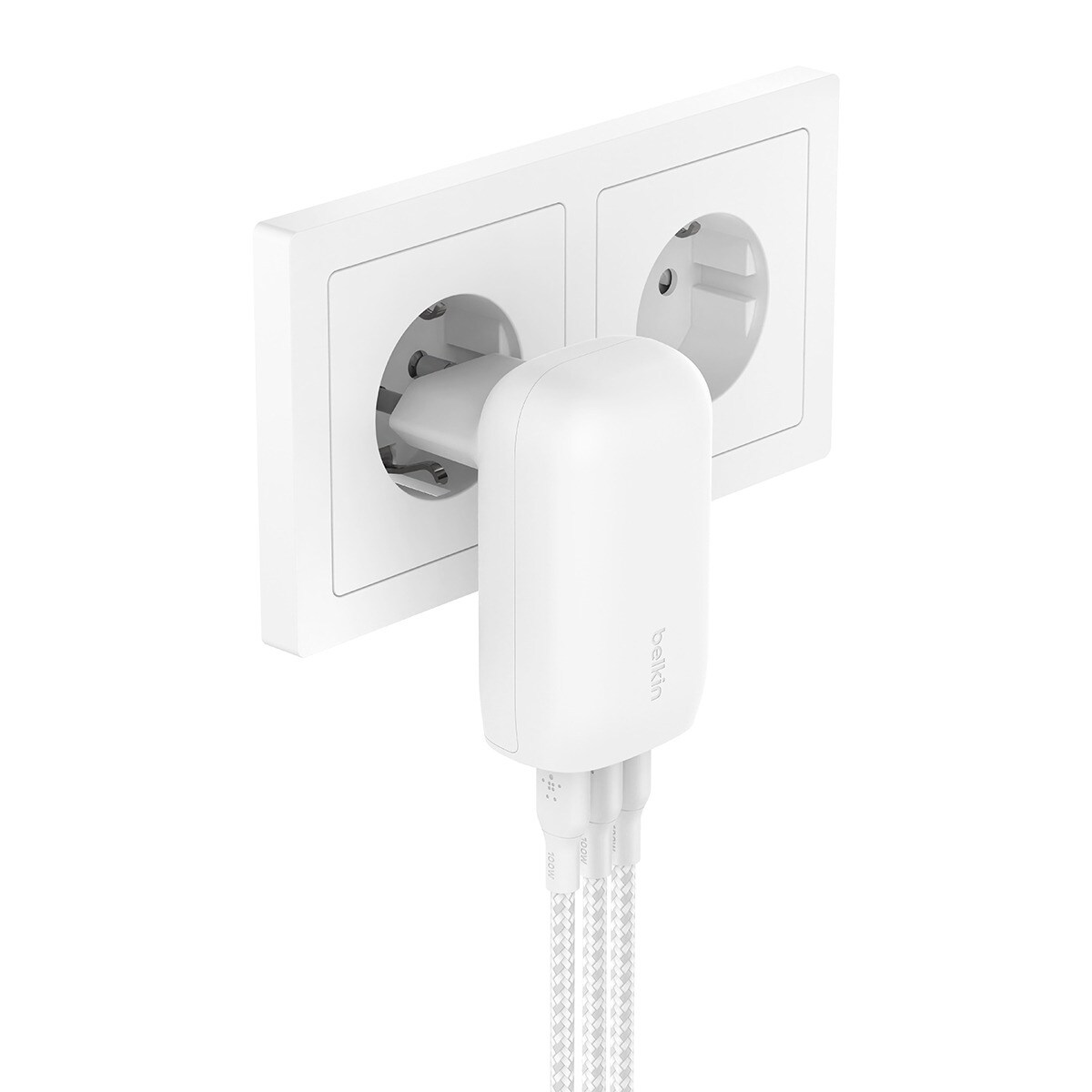 Cargador de pared Belkin BoostCharge 3 USB-C con PPS de 67 W Blanco-4