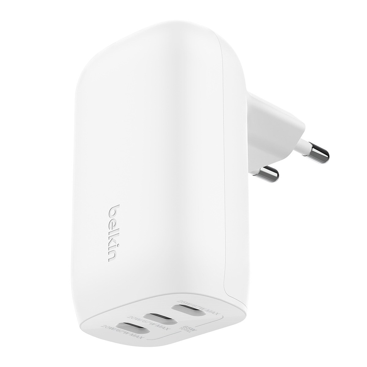 Cargador de pared Belkin BoostCharge 3 USB-C con PPS de 67 W Blanco-2