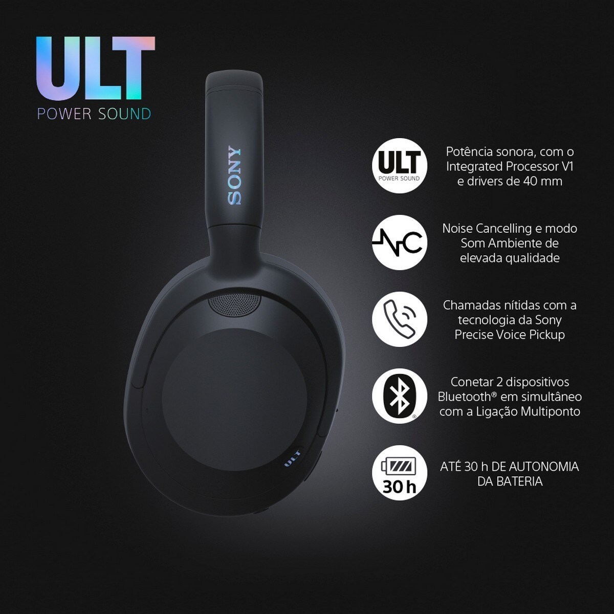 Auscultadores Headband Bluetooth NC Sony ULT WEAR WH-ULT900N Preto-10