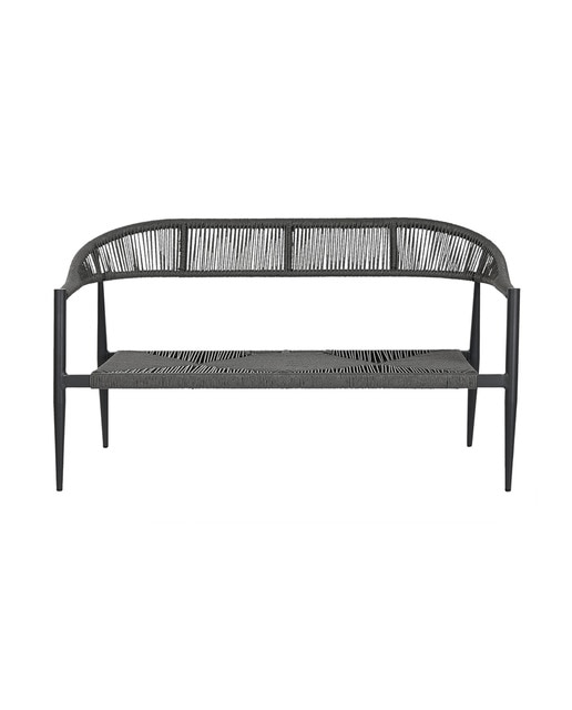 Imagen 0 de Sofa aluminio ratan 131x55x76 2 plazas negro-gris