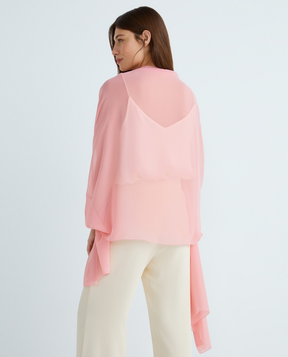 Écharpe em Chiffon com Tato de Seda Rosa-3