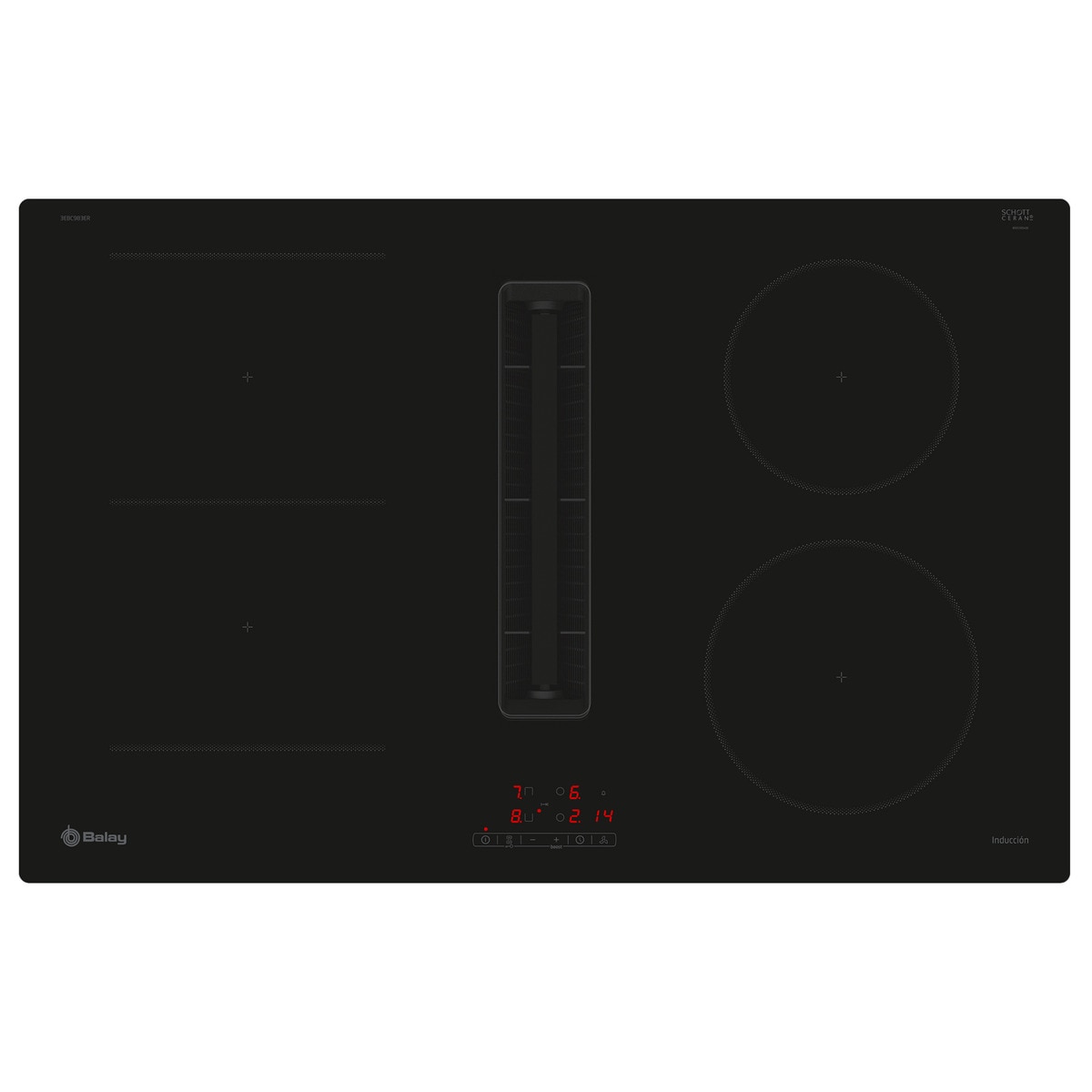 Imagem 0 de Placa de Indução com Exaustor Integrado Balay 3EBC983ER de 3 Zonas e de 80 cm - Preto
