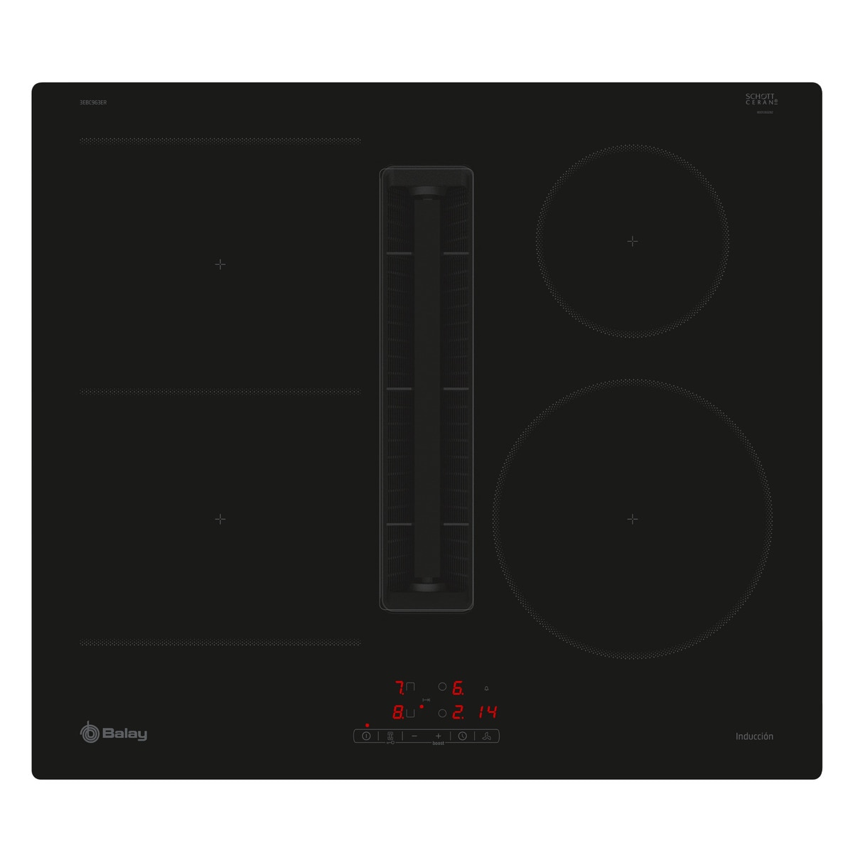 Imagem 0 de Placa de Indução com Exaustor Integrado Balay 3EBC963ER de 4 Zonas e de 60 cm - Preto