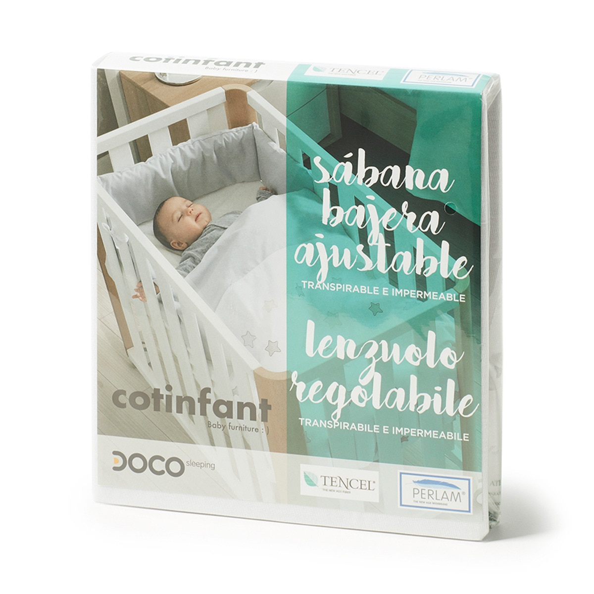 Lençol de Baixo Ajustável para Berço Doco Sleeping com Protetor - Branco Branco-2