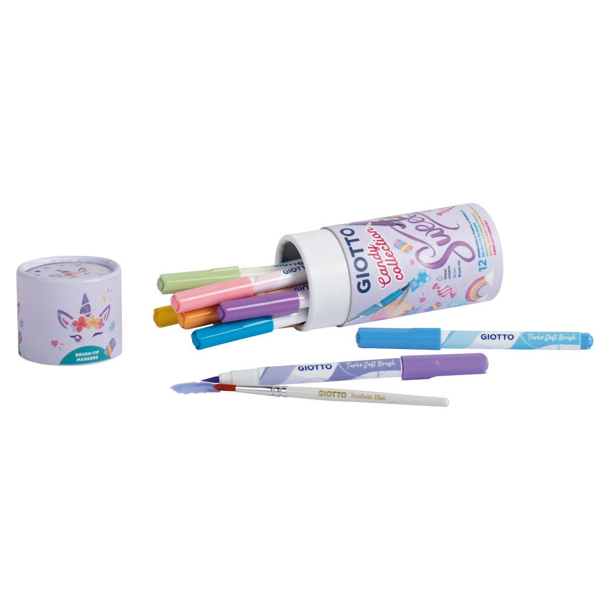 Bote de rotuladores 12 unidades Turbo Soft Brush Candy Collection Giotto, colores pastel Multicolor-3