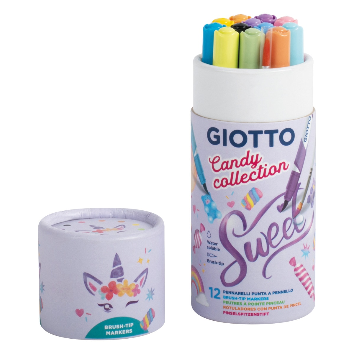Bote de rotuladores 12 unidades Turbo Soft Brush Candy Collection Giotto, colores pastel Multicolor-2