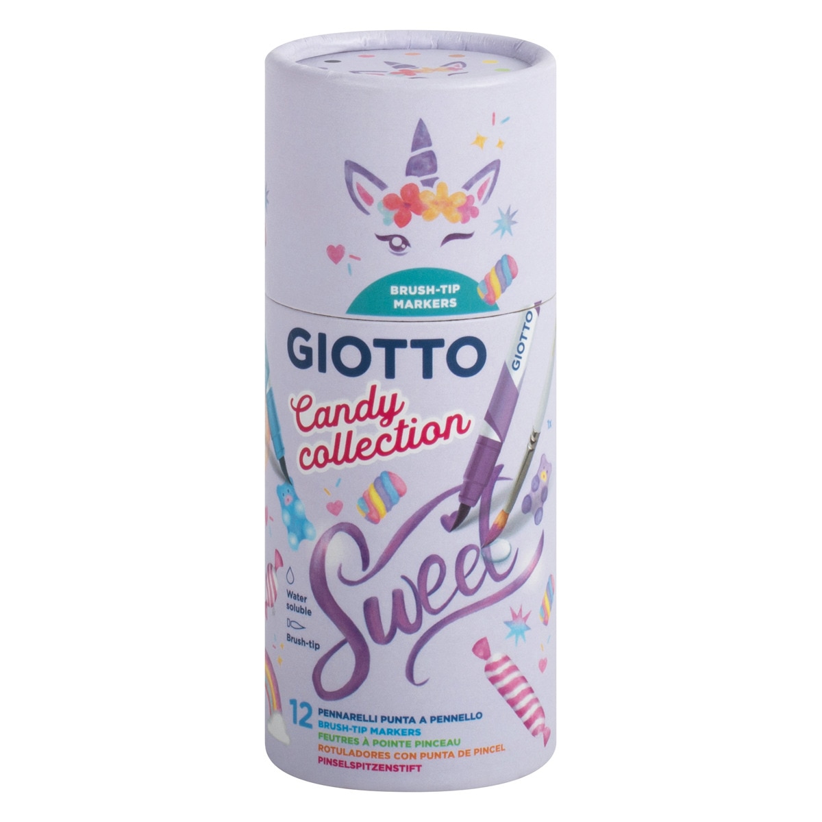 Imagen 0 de Bote de rotuladores 12 unidades Turbo Soft Brush Candy Collection Giotto, colores pastel