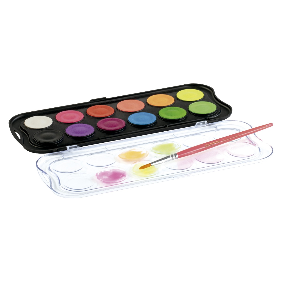 Conjunto de aguarelas Fluo 30mm 12 unidades + pincel Giotto Multicolor-3