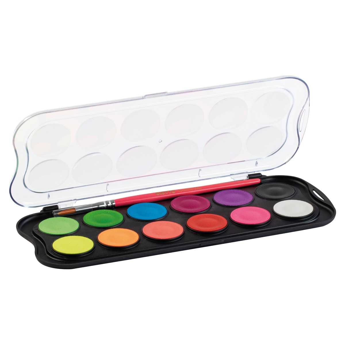 Conjunto de aguarelas Fluo 30mm 12 unidades + pincel Giotto Multicolor-2