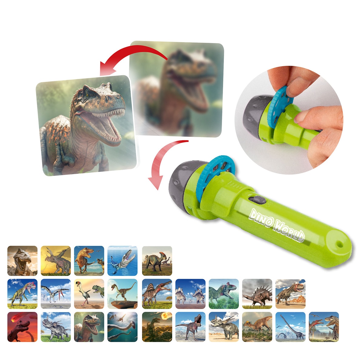 Linterna con efectos de imagen Dino World 3
