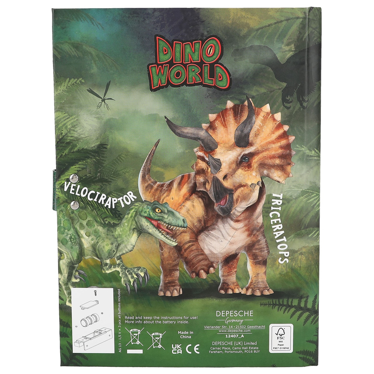 Diario con código y sonido Dino World 7