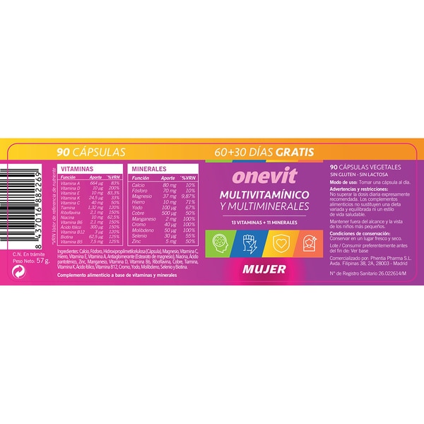 Women's Multivitamin and Multiminerals can 90 capsules vegetables gluten-free and lactose-free