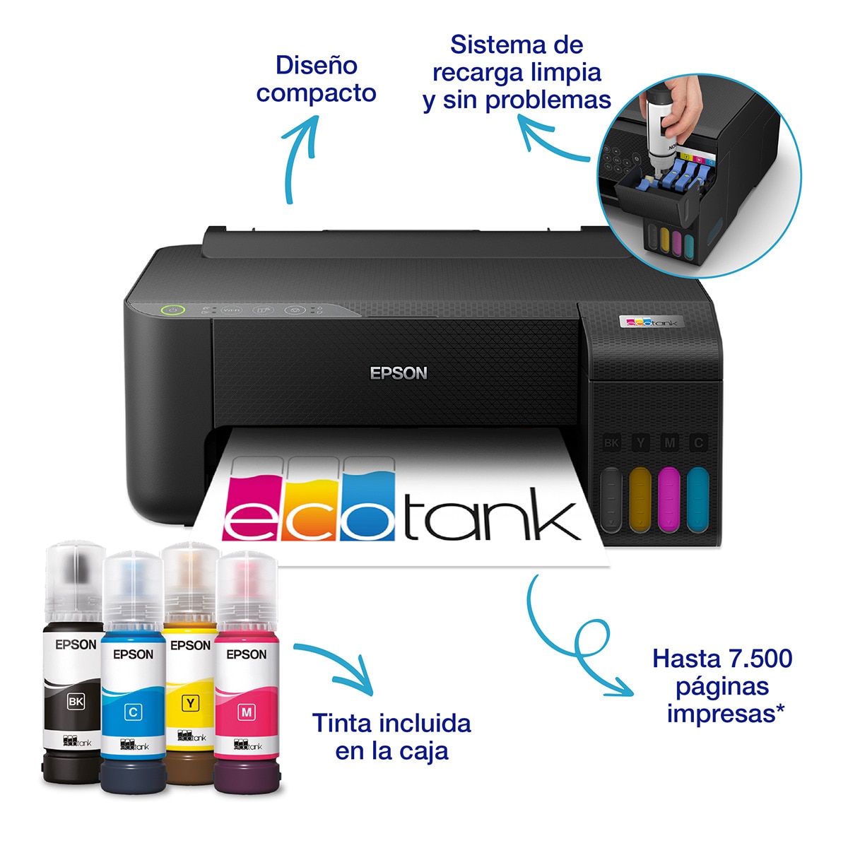 Impresora rellenable tinta Epson EcoTank ET-1810 Wi-Fi Negro-3