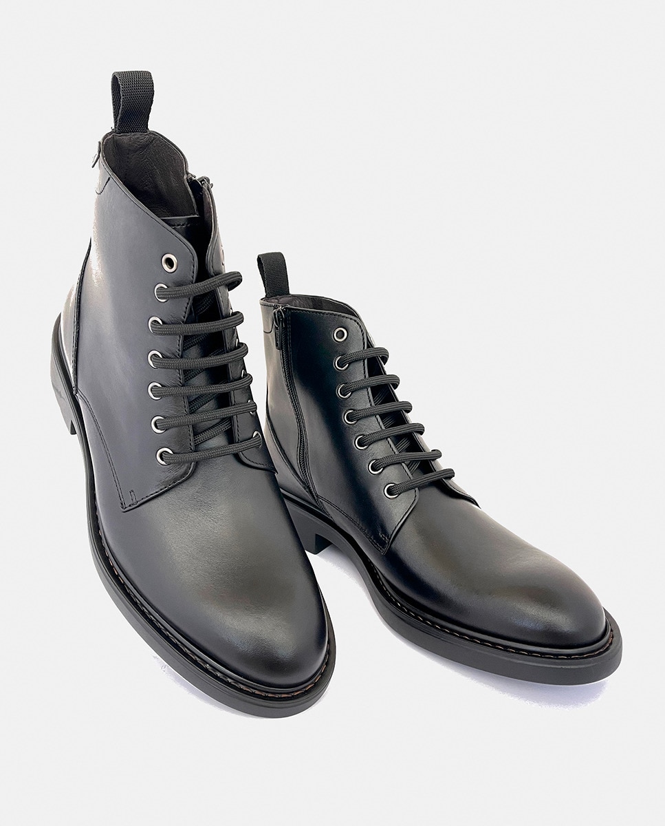 Botas com Atacadores e Fecho de Correr Preto-5