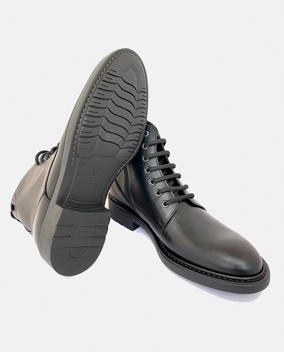 Botas com Atacadores e Fecho de Correr Preto-3