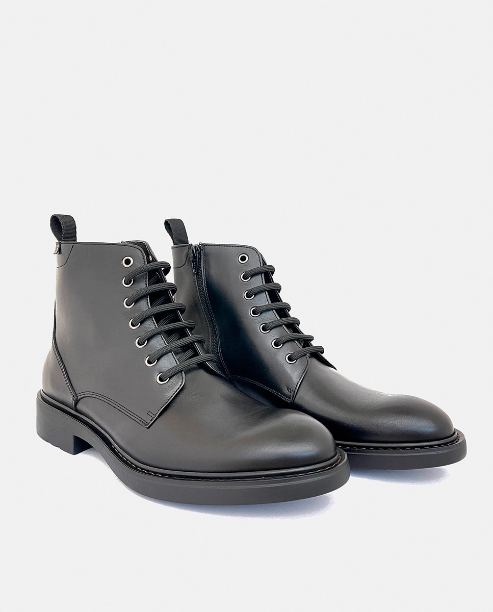 Botas com Atacadores e Fecho de Correr Preto-2