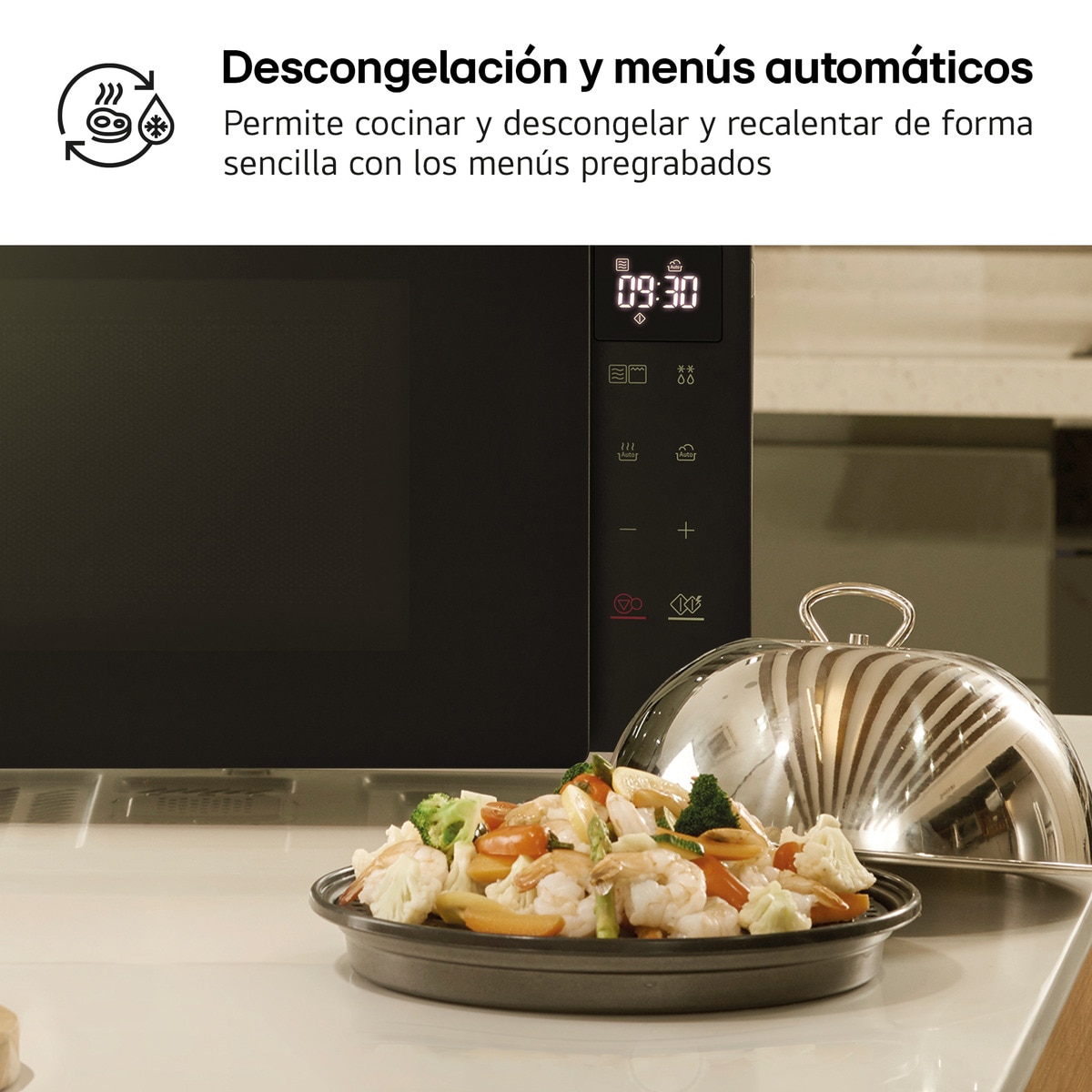 Microondas LG con grill, 20 litros - MH6032GAS Negro-7
