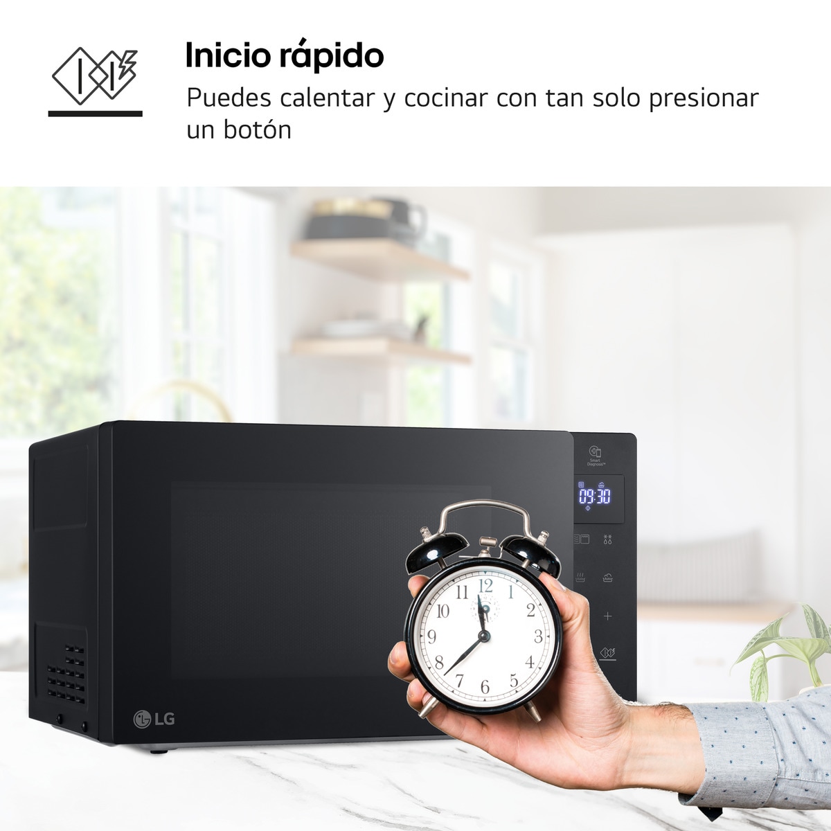 Microondas LG con grill, 20 litros - MH6032GAS Negro-5