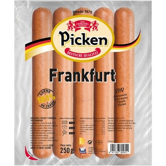 salchichas Frankfurt cocidas y ahumadas de cerdo 5 piezas envase 250 g sin gluten - Picken