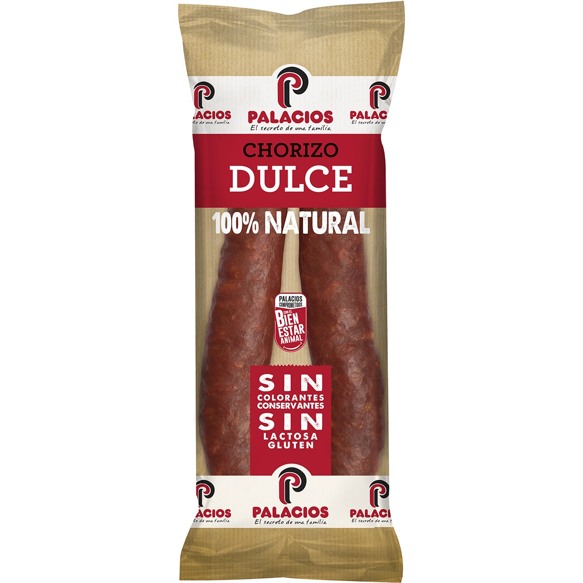 chorizo dulce 100% natural sin gluten sin lactosa pieza 250 g
