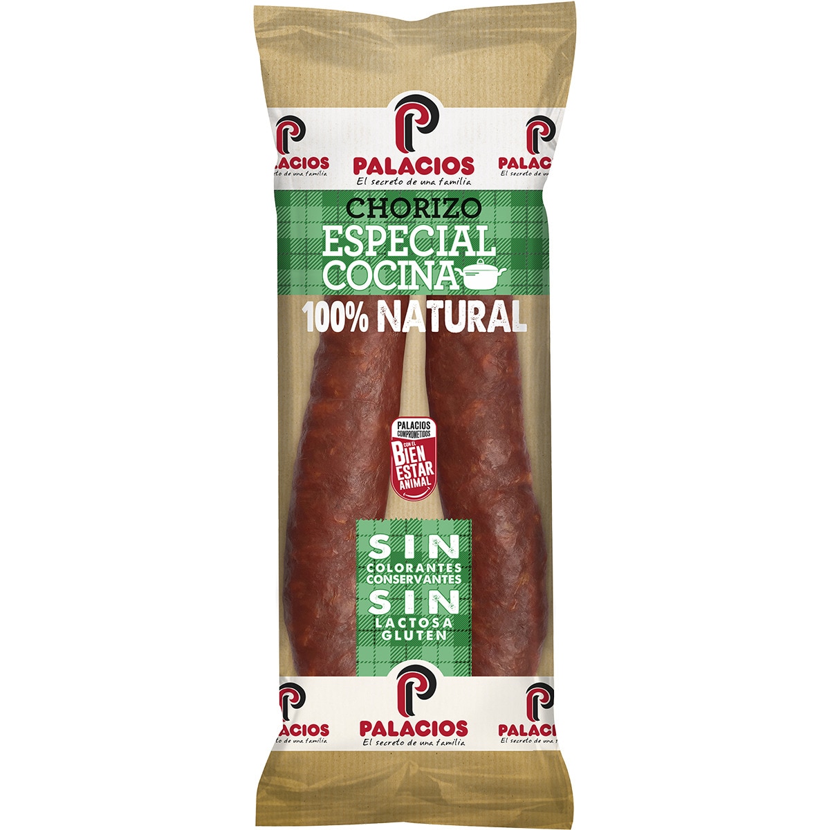 chorizo especial cocina 100% natural sin gluten sin lactosa pieza 225 g