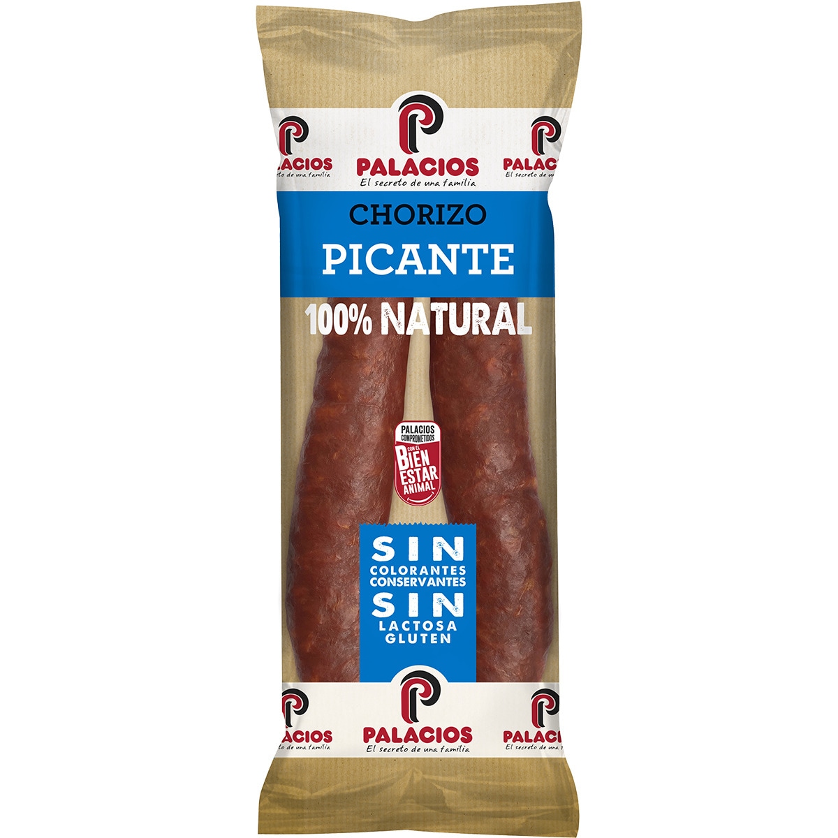 chorizo picante 100% natural sin gluten sin lactosa pieza 250 g