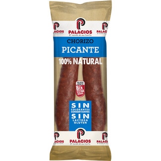 chorizo picante 100% natural sin gluten sin lactosa pieza 250 g - Palacios
