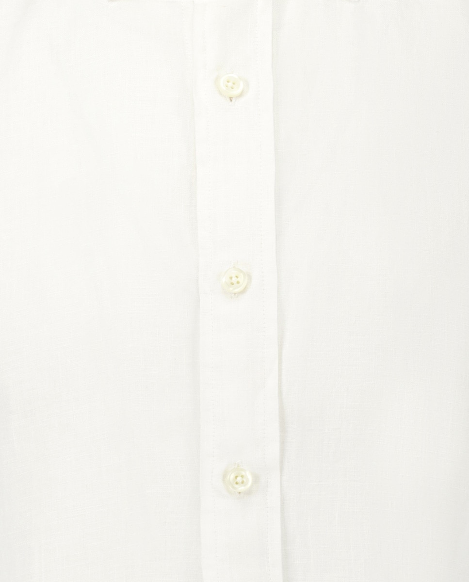 Camisa Casual 100% Linho com Manga Comprida Branco-5