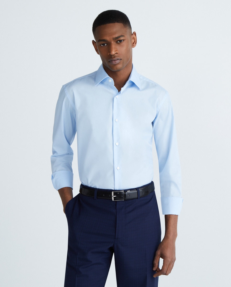 Camisa de Manga Comprida Azul-claro-1