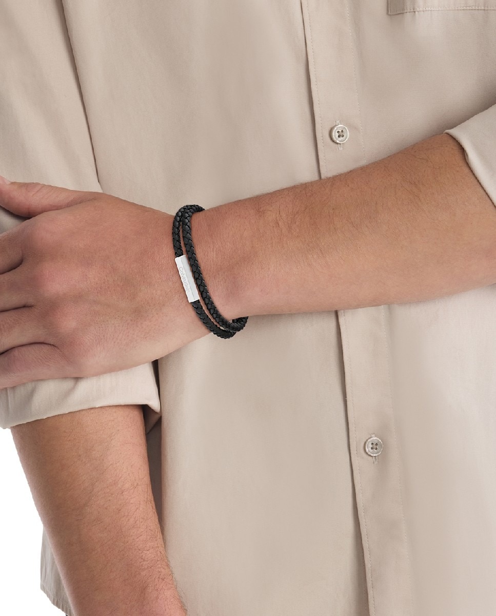 Pulseira Dupla Ajustável em Pele - Preto 3
