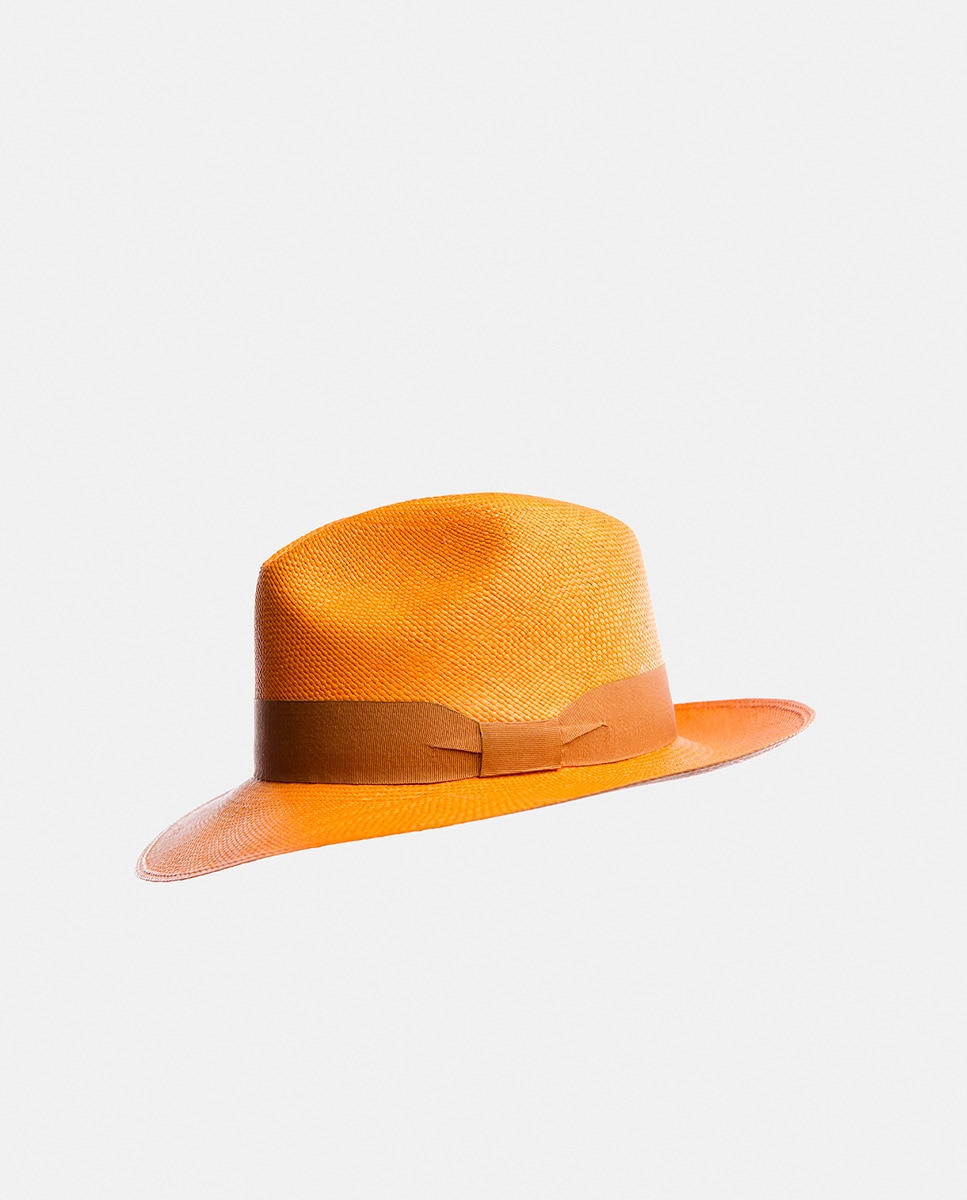 Imagem 0 de Chapéu de Palha Toquilla Feito à Mão - Laranja