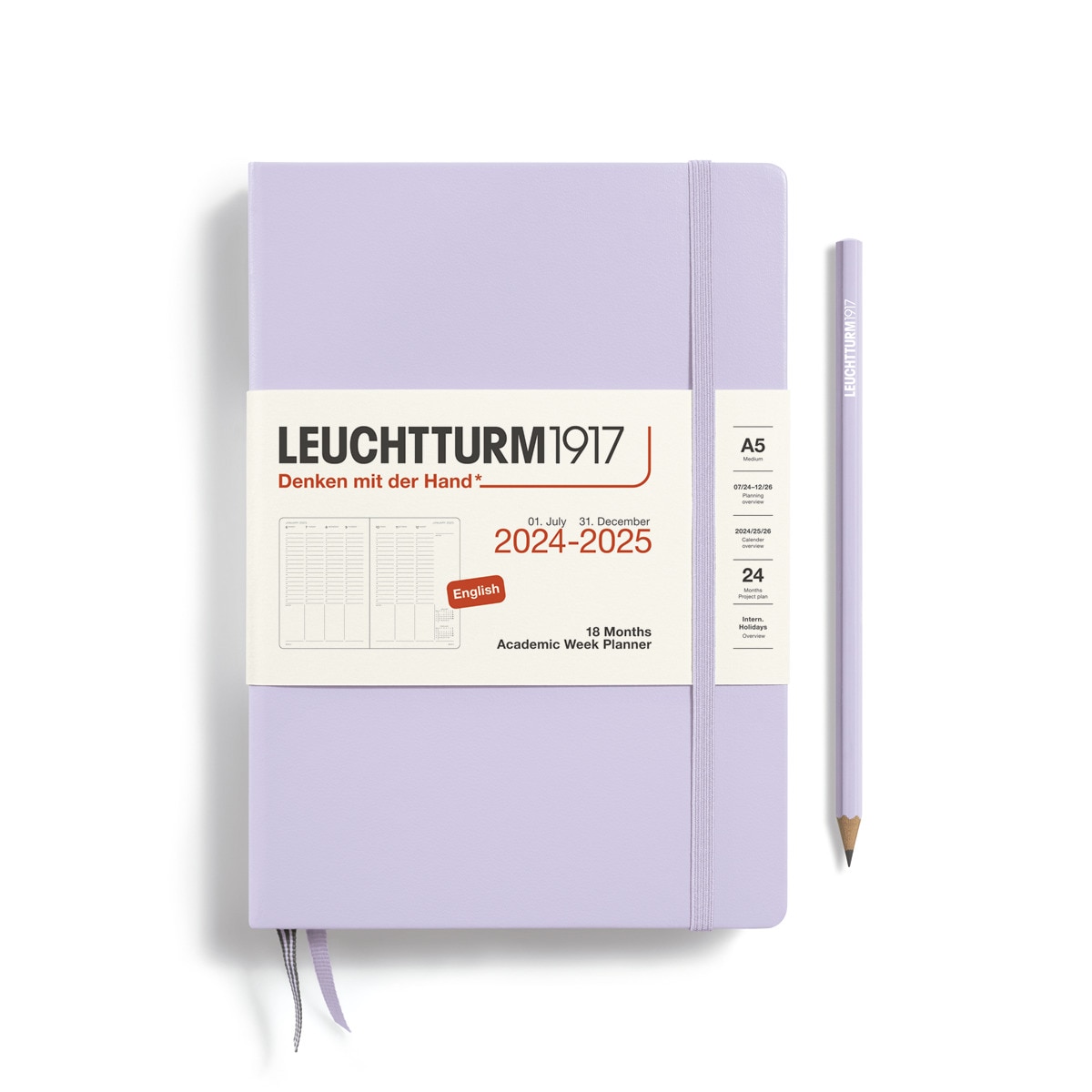 Imagem 0 de Agenda 18 Meses Julho 2024 a Setembro 2025 com Planificador Semanal Capa Dura Tamanho A5 Inglês - Lilac