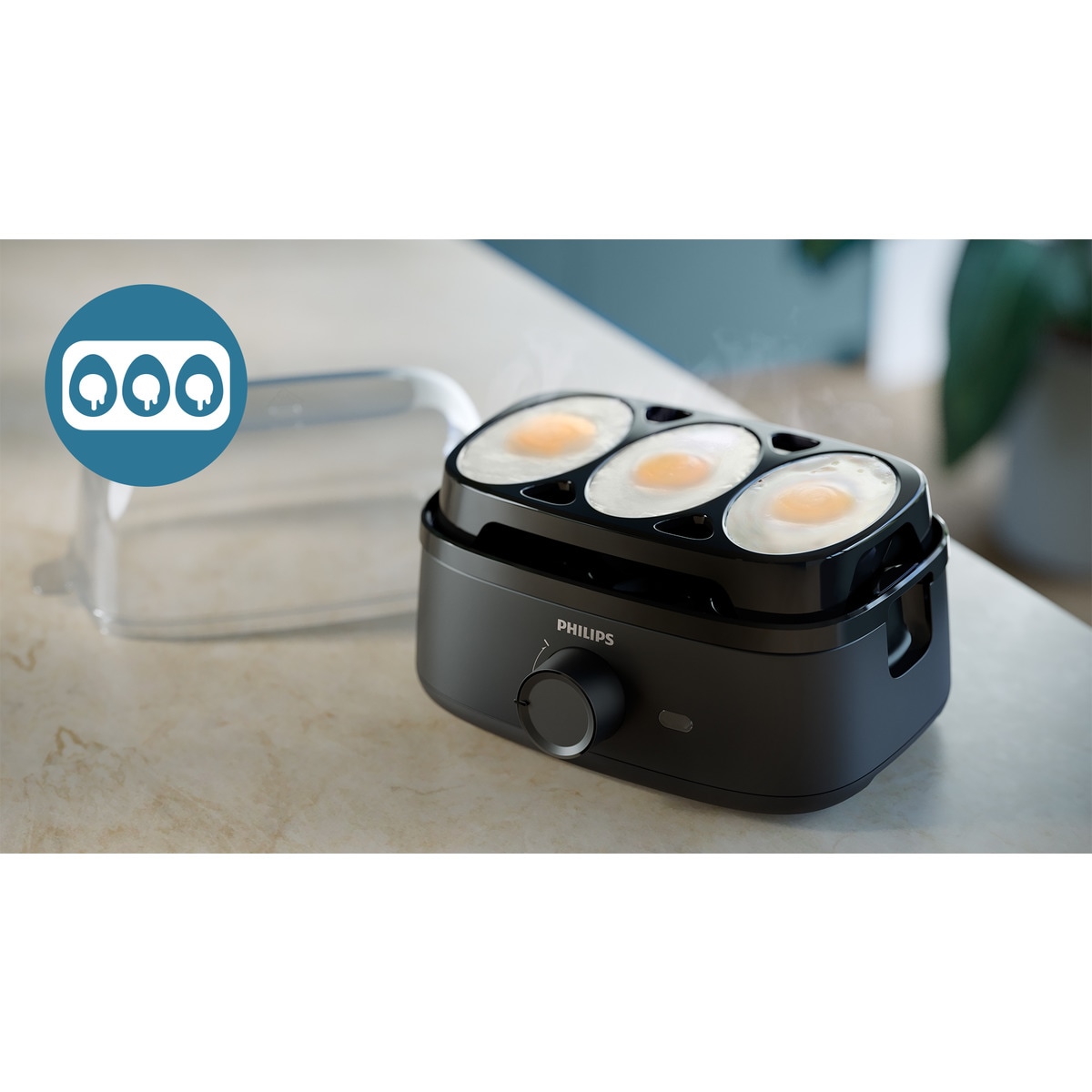 Cuecehuevos Philips Egg Cooker 3000 Series con capacidad para 6 huevos Negro-13