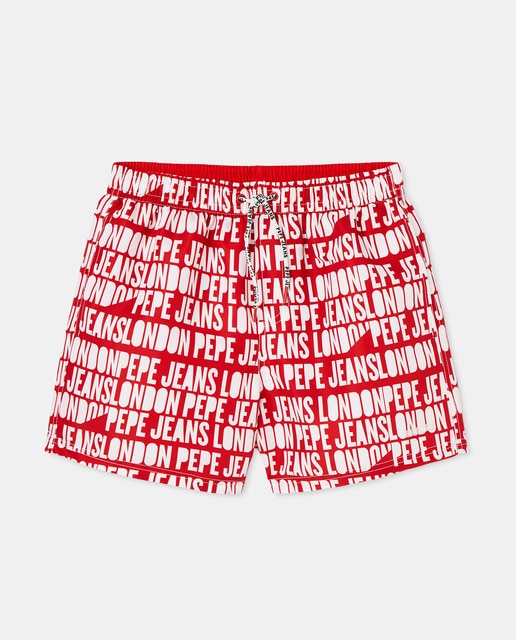 Imagem 0 de Calções de Banho com All Over Print de Logótipo. Cintura Ajustável com Cordão em Contraste.