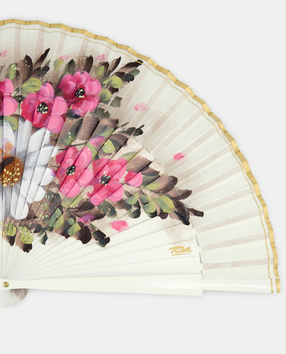 Leque de Estampado Floral Cru-2