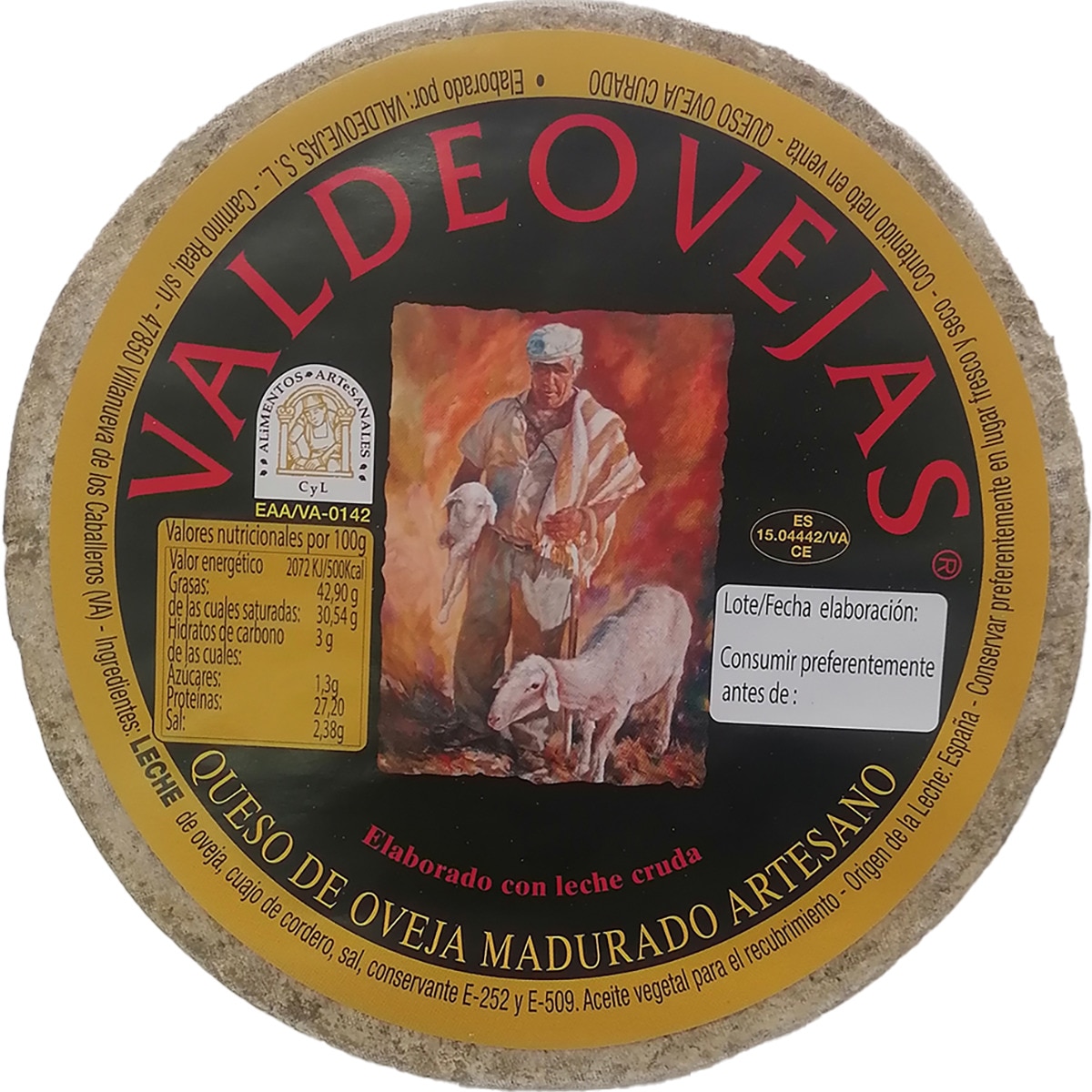 queso curado de oveja elaborado con leche cruda peso aproximado pieza 3 kg